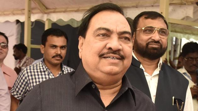 Former Maharashtra revenue minister Eknath Khadse is accused of buying a three-acre plot “reserved” for Maharashtra Industrial Development Corporation (MIDC) in Bhosari, near Pune.(HT FILE)