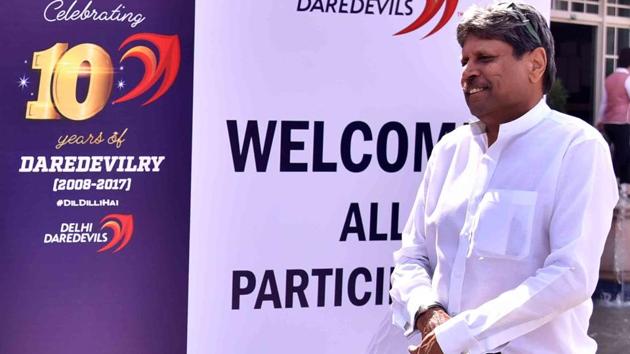 Former India cricket team captain Kapil Dev, an avid golfer, was present at the Delhi Daredevils golf tournament to ensure the youngsters are par for the course.  (Delhi Daredevils) 
