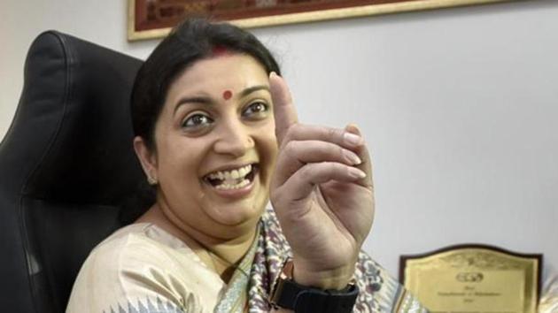 Smriti Irani has a strong presence on Twitter with over 6 million followers. (Arun Sharma/HT Photo) Smriti Irani has a strong presence on Twitter with over 6 million followers. (Arun Sharma/HT Photo)