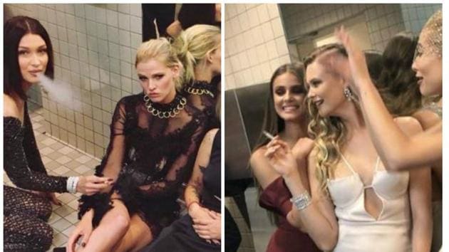 A lot of celebrities were clicked smoking inside the Met Gala museum’s washroom.(Instagram)