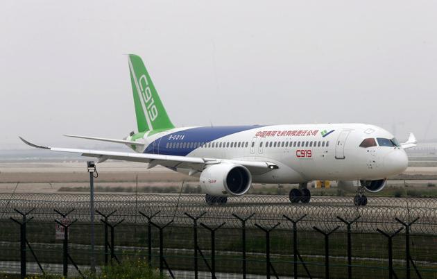 The first C919 passenger jet made by the Commercial Aircraft Corporation of China (COMAC) is seen during a test in Shanghai, China. (REUTERS) The first C919 passenger jet made by the Commercial Aircraft Corporation of China (COMAC) is seen during a test in Shanghai, China. (REUTERS)