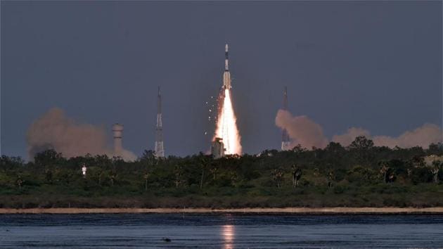 ISRO’s communication satellite GSAT-9 on-board GSLV-F09 lifts off from Satish Dhawan Space Center in Sriharikota on May 5.(PTI Photo)