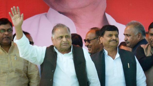 Samajwadi Party founder Mulayam Singh Yadav with his brother and senior leader Shivpal Singh Yadav at an election rally in Etawah. (PTI File Photo) Samajwadi Party founder Mulayam Singh Yadav with his brother and senior leader Shivpal Singh Yadav at an election rally in Etawah. (PTI File Photo)