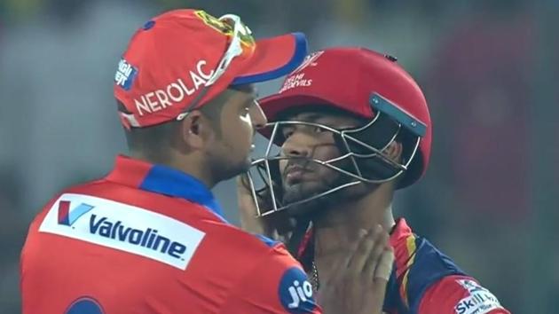 Gujarat Lions skipper Suresh Raina (L) consoles Delhi Daredevils’ Rishabh Pant after the latter was dismissed for 97 in their IPL 2017 match. (iplt20.com/video screenshot) Gujarat Lions skipper Suresh Raina (L) consoles Delhi Daredevils’ Rishabh Pant after the latter was dismissed for 97 in their IPL 2017 match. (iplt20.com/video screenshot)