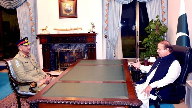 File photo of Nawaz Sharif meeting Gen Qamar Javed Bajwa in November. (AFP) File photo of Nawaz Sharif meeting Gen Qamar Javed Bajwa in November. (AFP)