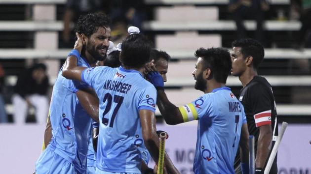 India defeated New Zealand 4-0 to clinch the bronze medal at the Sultan Azlan Shah Cup. Rupinder Pal Singh (L) scored a brace. (Hockey India) India defeated New Zealand 4-0 to clinch the bronze medal at the Sultan Azlan Shah Cup. Rupinder Pal Singh (L) scored a brace. (Hockey India)