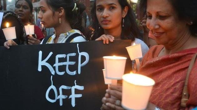 People stage a demonstration against molestation of women in Bengaluru. People stage a demonstration against molestation of women in Bengaluru.
