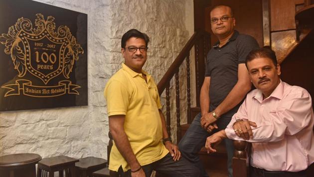 Brothers Anil, Rajesh and Sanjay Chaddha of the Indian Art Studio, Mumbai. This is Mumbai’s oldest studio for portraits - cops to criminals. And general clients as well.  (Pratham Gokhale/HT Photo) 