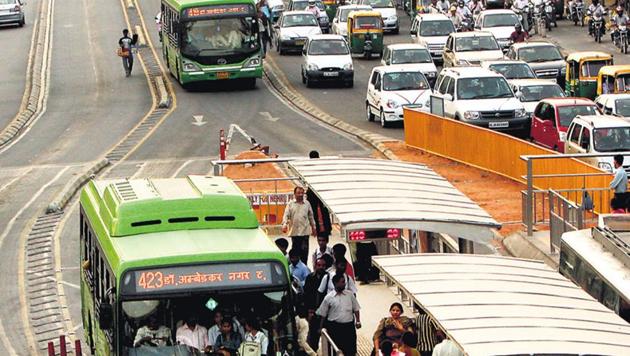 The Bus Rapid Transport corridor was scrapped after it failed to improve traffic conditions and promote public transport.(Ajay Aggarwal/HT File Photo)