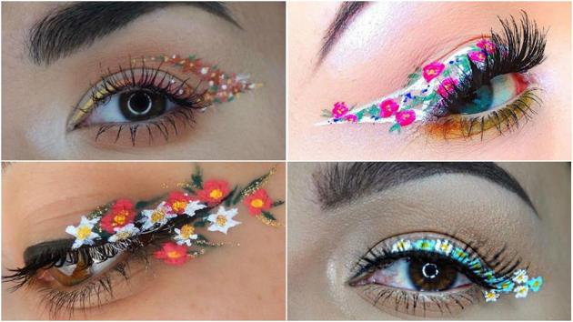 Floral eyeliners are easy to do and give you so many options to play around with.(Instagram/sergeantrobyn, Instagram/makemeupmissa, Instagram/barbiebelle_ and Instagram/inkd_elvi88)