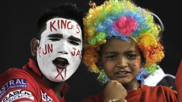 Cricket fans during an Indian Premier League (IPL) 2017 T20 match between Kings X1 Punjab and Gujarat lions at PCA stadium in Mohali, Punjab, on Sunday. (Ravi Kumar/HT Photo) 