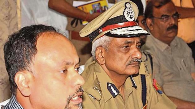 Uttar Pradesh principal secretary (home) Debasish Panda and DGP Sulkhan Singh in Saharanpur on Sunday. (HT PHOTO) Uttar Pradesh principal secretary (home) Debasish Panda and DGP Sulkhan Singh in Saharanpur on Sunday. (HT PHOTO)