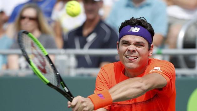 Milos Raonic in action against Viktor Troicki during the Istanbul Open. (AP) Milos Raonic in action against Viktor Troicki during the Istanbul Open. (AP)