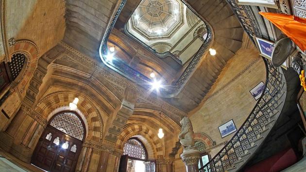 The centrally domed office structure has a 330 feet long platform connected to a 1,200 feet long train shed. (Pratik Chorge/HT Photo) 