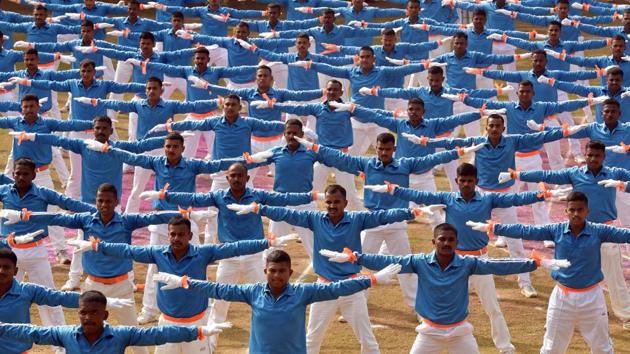 Members of the PT squad perform. (Pratham Gokhale/HT Photo) 