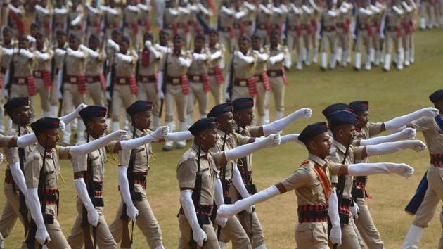 All cadets move in perfect sync. (Pratham Gokhale/HT Photo) 