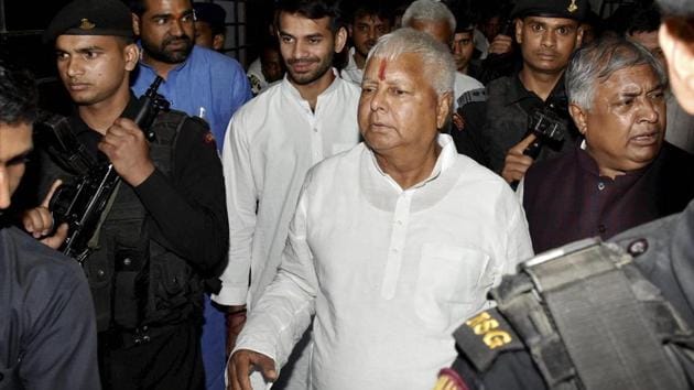 In this file photo, Lalu Prasad can be seen coming out of Indira Gandhi Institute of Medical Sciences in Patna after receiving treatment for minor injuries. The top court’s Monday ruling comes as an embarrassment to the politician and will bolster the BJP in Bihar, where Prasad’s RJD is a member of the ruling alliance.(PTI)