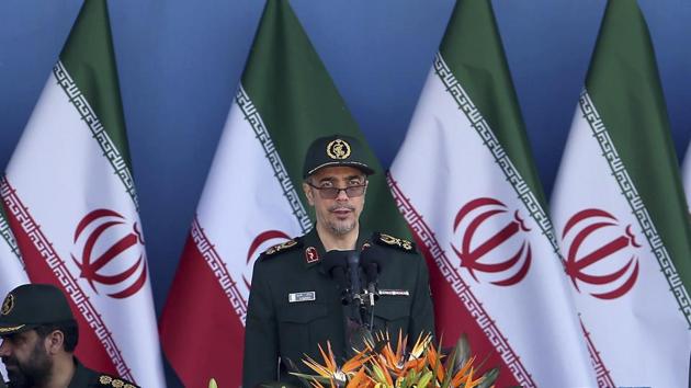 Chief of Staff of Iran's Armed Forces, General Mohammad Hossein Bagheri delivers a speech during a military parade. (AP File Photo) Chief of Staff of Iran's Armed Forces, General Mohammad Hossein Bagheri delivers a speech during a military parade. (AP File Photo)