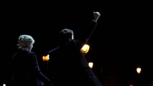 French President elect Emmanuel Macron celebrates on stage with his wife Brigitte Trogneux. The French election had been widely watched as a test of how high a tide of right-wing nationalism would rise after Brexit and Trump. (Thomas Samson/REUTERS) French President elect Emmanuel Macron celebrates on stage with his wife Brigitte Trogneux. The French election had been widely watched as a test of how high a tide of right-wing nationalism would rise after Brexit and Trump. (Thomas Samson/REUTERS)