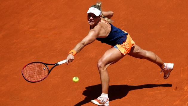 Angelique Kerber in action against Katerina Siniakova in a second round match of the Madrid Open. (REUTERS) Angelique Kerber in action against Katerina Siniakova in a second round match of the Madrid Open. (REUTERS)
