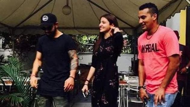 Virat and Anuska were clicked outside a high end restaurant in Bengaluru and the pictures were shared by their fanclubs.