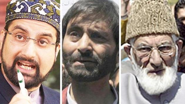 Kashmiri separatist leaders Mirwaiz Umar Farooq, Yasin Malik and Syed Ali Shah Geelani said they had nothing to do with Islamic State and al Qaeda.(File Photo)