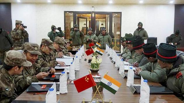 Indian and Chinese Army soldiers at the Ceremonial Border Personnel Meetings (BPMs) on the occasion of “Harvest Festival’’ at Indian BPM hut in Chushul in Eastern Ladakh.(PTI FILE) Indian and Chinese Army soldiers at the Ceremonial Border Personnel Meetings (BPMs) on the occasion of “Harvest Festival’’ at Indian BPM hut in Chushul in Eastern Ladakh.(PTI FILE)
