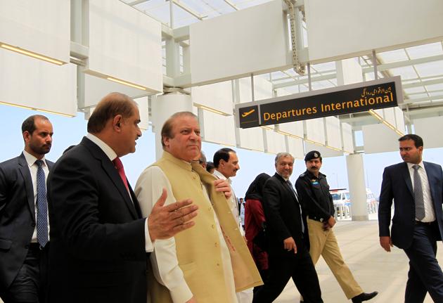 Pakistan Prime Minister Nawaz Sharif at the international terminal of the newly built airport in Islamabad on Saturday.(Reuters)