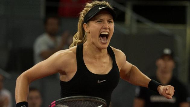 Eugenie Bouchard celebrates after beating Maria Sharapova in what was described as ‘grudge match’ in the second round of the Madrid Open tennis tournament. (REUTERS) Eugenie Bouchard celebrates after beating Maria Sharapova in what was described as ‘grudge match’ in the second round of the Madrid Open tennis tournament. (REUTERS)