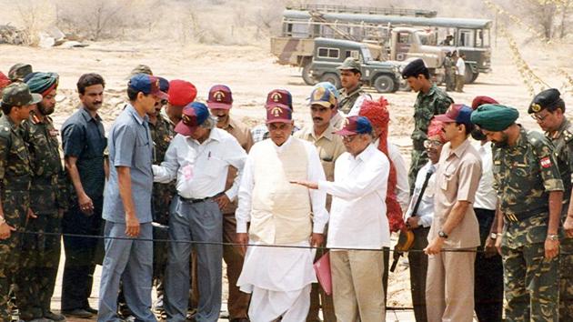 Seen above at the test site, then Prime Minister Atal Bihari Vajpayee with then scientific advisor to defence minister Dr.A.P.J Abdul Kalam along with DRDO, AMD and BARC expedited the Pokhran II nuclear tests. (Girish Srivastava/HT Photo)