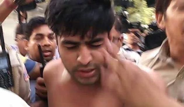 Ankit Bhardwaj (in picture) was thrashed by supporters of sacked AAP minister Kapil Mishra who is on hunger strike at his residence in north Delhi’s Civil Lines.(HT Photo)