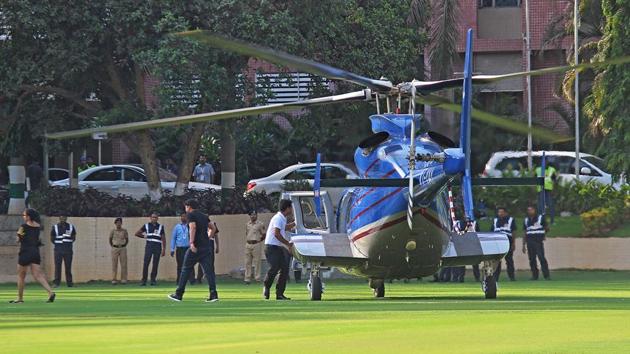 This chopper created a lot of buzz at the stadium, as fans expected Bieber to step out of it. (Satyabrata Tripathy/ HT PHOTO) 
