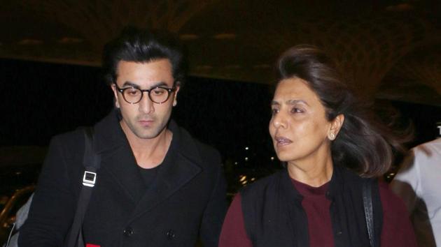 Actor Ranbir Kapoor spotted with mother Neetu Kapoor at the airport.(Yogen Shah)