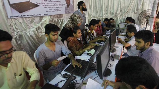 The procedure is conducted online for students taking admission in Class 11.(HT)