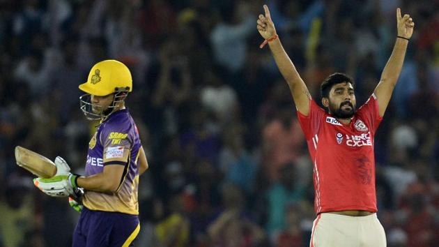 Kings XI Punjab’s Rahul Tewatia celebrates after dismissing Kolkata Knight Riders captain Gautam Gambhir in an Indian Premier League (IPL) match. (AFP) Kings XI Punjab’s Rahul Tewatia celebrates after dismissing Kolkata Knight Riders captain Gautam Gambhir in an Indian Premier League (IPL) match. (AFP)