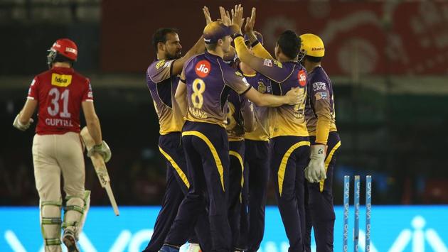 The Knight Riders regularly clinched wickets and did not let Kings XI Punjab settle down. (BCCI) The Knight Riders regularly clinched wickets and did not let Kings XI Punjab settle down. (BCCI)