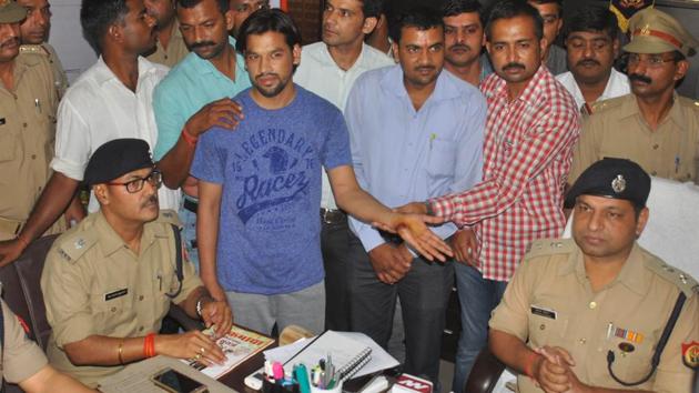 Accused produced by cops at a press conference. (Deepak Gupta/ HT Photo) Accused produced by cops at a press conference. (Deepak Gupta/ HT Photo)
