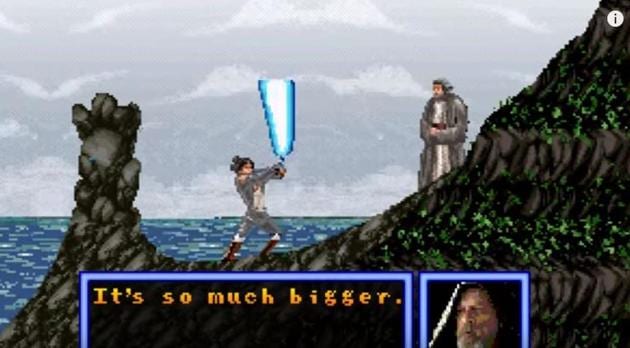 A still from the 8-bit video game style trailer of Star Wars Episode VIII: The Last Jedi .(YouTube)
