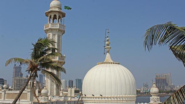 It is built on an islet located 500m from the coast in Worli. (Satyabrata Tripathy/HT Photo) 