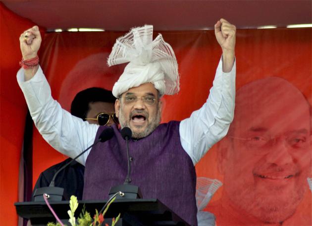 BJP national president Amit Shah addressing a public meeting in Tripura’s Kumarghat on May 7, 2017. (PTI Photo) BJP national president Amit Shah addressing a public meeting in Tripura’s Kumarghat on May 7, 2017. (PTI Photo)