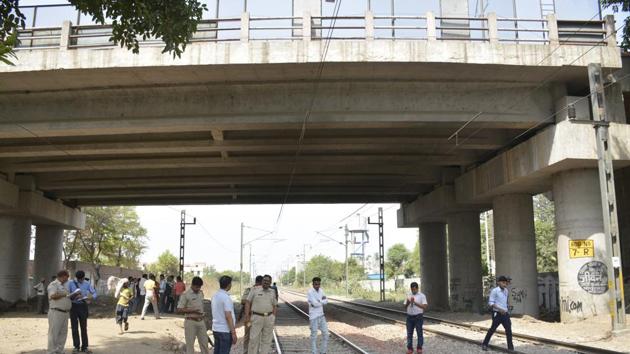 The spot in Ghaziabad where a 22-year-old woman committed suicide by jumping before a speeding train, days after her father also killed himself at the same spot on May 5. (Sakib Ali /Hindustan Times) The spot in Ghaziabad where a 22-year-old woman committed suicide by jumping before a speeding train, days after her father also killed himself at the same spot on May 5. (Sakib Ali /Hindustan Times)