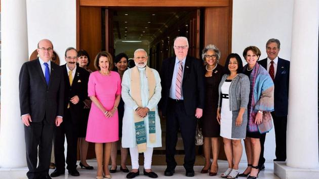 Prime Minister Narendra Modi with a US Congressional delegation which called on him in New Delhi on Thursday. (PTI Photo) Prime Minister Narendra Modi with a US Congressional delegation which called on him in New Delhi on Thursday. (PTI Photo)