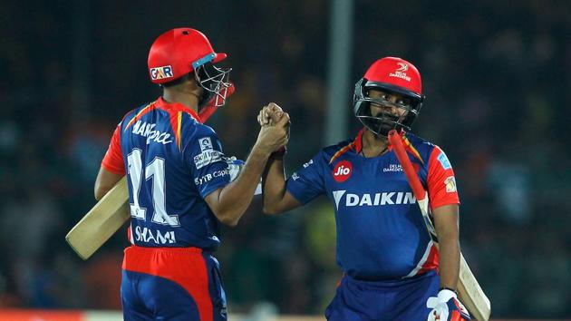 Amit Mishra (R) finally sealed the win for DD with a boundary. (BCCI) 