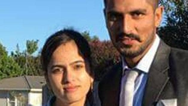 Gurpreet Kaur and husband Satwinder Singh, in a photo shared by her brother Sukhbir Singh. Gurpreet Kaur and husband Satwinder Singh, in a photo shared by her brother Sukhbir Singh.