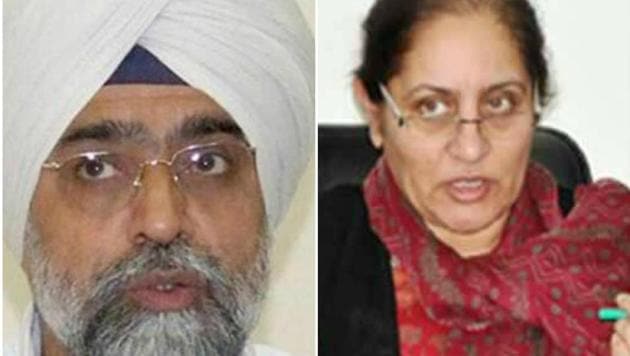 (Right) Former IAS officer Kusumjit Sidhu and (left) DS Bains (HT File Photos) (Right) Former IAS officer Kusumjit Sidhu and (left) DS Bains (HT File Photos)