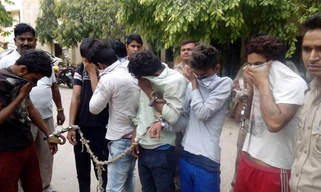 The police arrested a total of seven men and three women under The Immoral Traffic Prevention Act, 1956 and charged them with running a racket from a rented apartment. (HT PHOTO) The police arrested a total of seven men and three women under The Immoral Traffic Prevention Act, 1956 and charged them with running a racket from a rented apartment. (HT PHOTO)