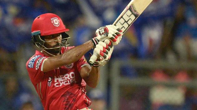 Kings XI Punjab’s Wriddhiman Saha en route to scoring 93 against Mumbai Indians in an Indian Premier League (IPL) match.(AFP)