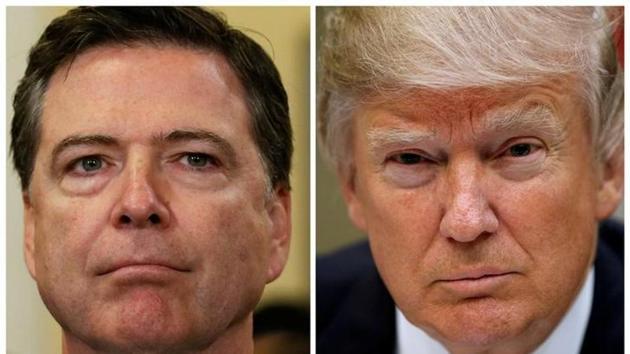A combination photo shows FBI director James Comey (left) US President Donald Trump. Trump said he had asked Comey if he was under investigation and was assured three times he was not.(REUTERS)