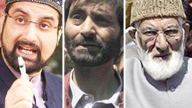 A combination photo of Kashmiri separatist leaders Mirwaiz Umar Farooq, Yasin Malik and Syed Ali Shah Geelani.(Agencies)