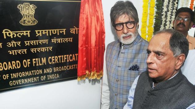 Amitabh Bachchan and CBFC chairman Pahlaj Nihalani during inauguration of new office premise of the Central Board of Film Certification in Mumbai on April 4, 2017. (IANS) Amitabh Bachchan and CBFC chairman Pahlaj Nihalani during inauguration of new office premise of the Central Board of Film Certification in Mumbai on April 4, 2017. (IANS)